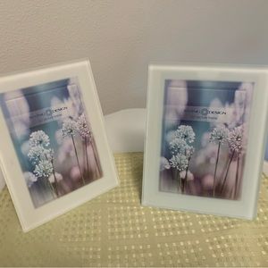 Swing Design White Frosted Glass Picture Frames.  Brand New